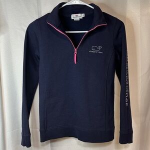 Vineyard Vines Dark Blue and Pink Half-Zip Hoodie